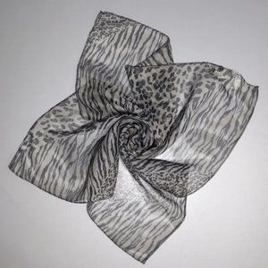 Chico's Sheer Animal Print Scarf, Black & Gray, 18 1/2" x 19 1/2"